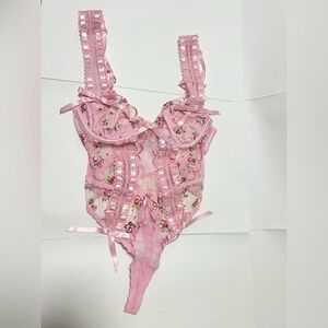Victoria's Secret Pink Floral Lingerie FOR LOVE & LEMONS Maisie Teddy XS